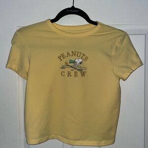 Peanuts Yellow Embriodered Snoopy Kids T-Shirt